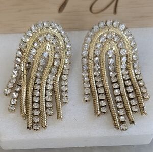 Gold and Silver Waterfall Earrings with Rhinestones